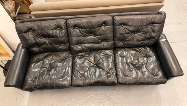 Fauteuils vintage en cuir noir