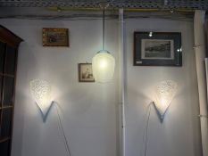 Paire d’appliques + suspension Art déco