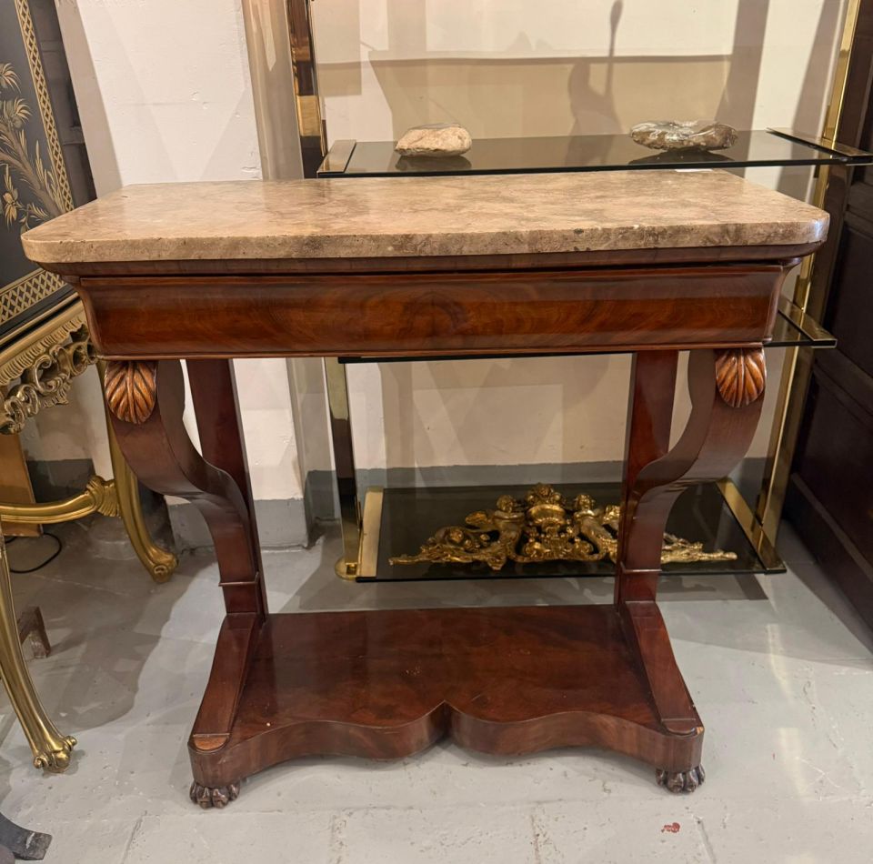 Console en acajou avec marbre