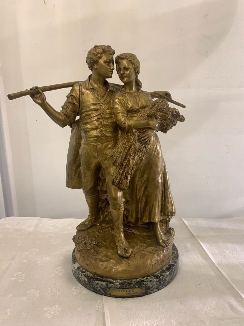 Statue En Bronze Idylle Par Joseph D’Aste