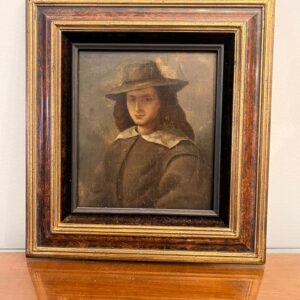 Portrait à l'huile sur panneau - encadrement doré