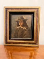 Portrait à l&rsquo;huile sur panneau – encadrement doré