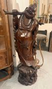 Statue de Bouddha en bois massif